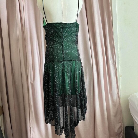 Majora Y2K 2000s Whimsical Goth Sparkly Green Midi Dress - Picture 6 of 8